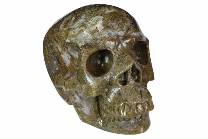 Realistic, Polished Moss Agate Skull #116519